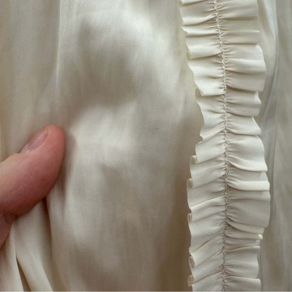 Ulla Johnson Amal Ivory Silky Ruffle Long Sleeve Wrap Top Boho Mini Dress Sz 8‎ - Picture 14 of 16